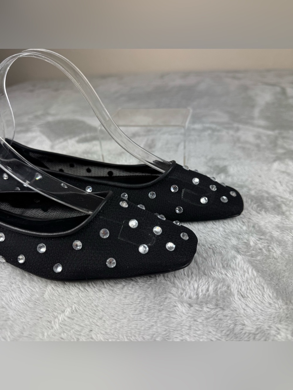 Open edit Lennox Rhinestone Mesh Flat In Black - Picture 4 of 10